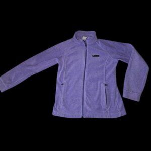 COLUMBIA Purple Fleece Zip Front Jacket Girls L Size 14-16 *